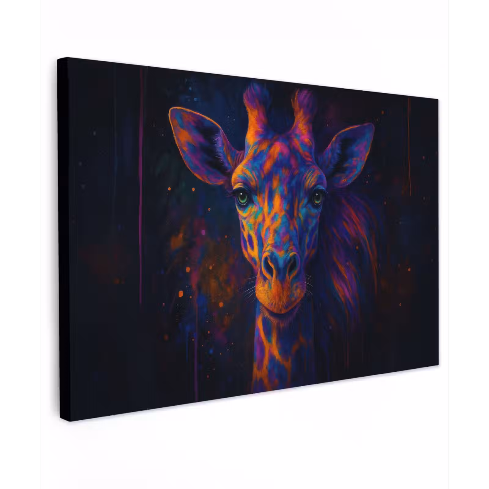 Canvas schilderij - Giraffe - Gekleurd - Verfspatten — 1