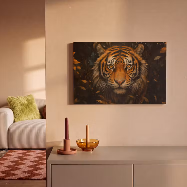 Canvas schilderij - Bladeren - Tijger - Oranje — 2