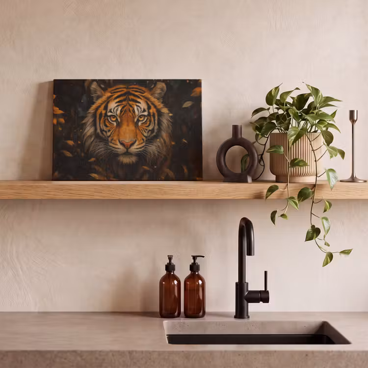 Canvas schilderij - Bladeren - Tijger - Oranje — 4