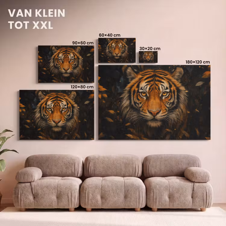 Canvas schilderij - Bladeren - Tijger - Oranje — 8