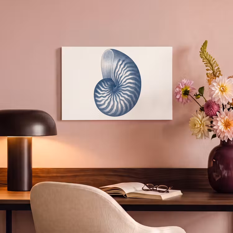 Canvas schilderij - Blauw - Schelp - Spiraal — 6