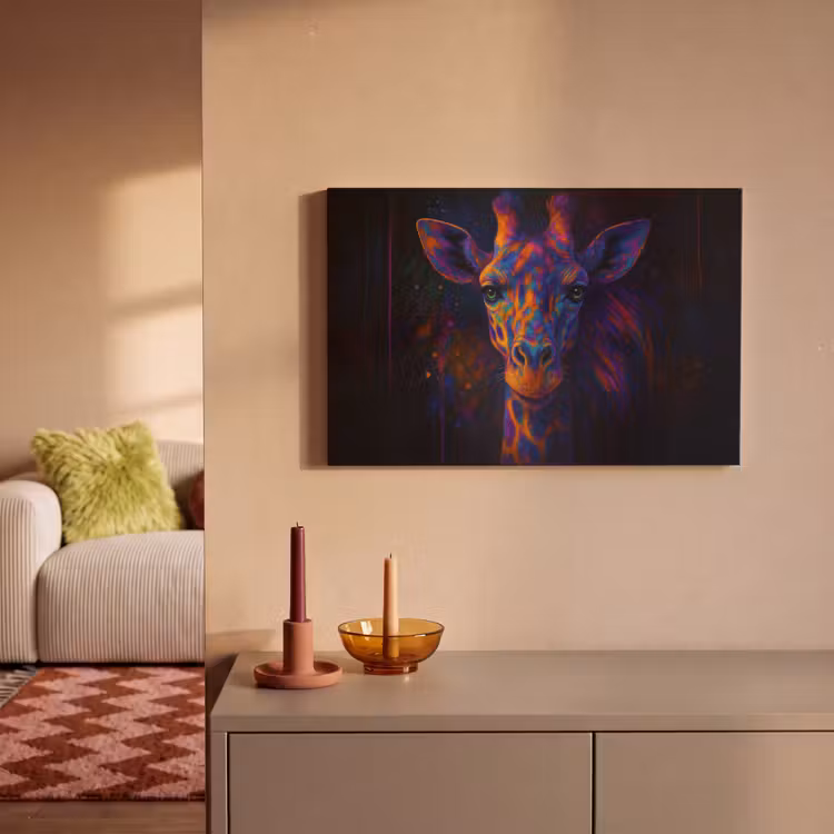 Canvas schilderij - Giraffe - Gekleurd - Verfspatten — 2