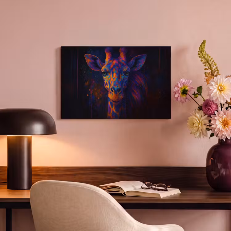Canvas schilderij - Giraffe - Gekleurd - Verfspatten — 6