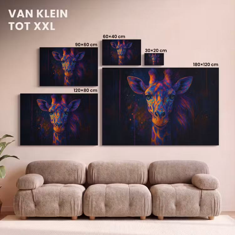 Canvas schilderij - Giraffe - Gekleurd - Verfspatten — 8