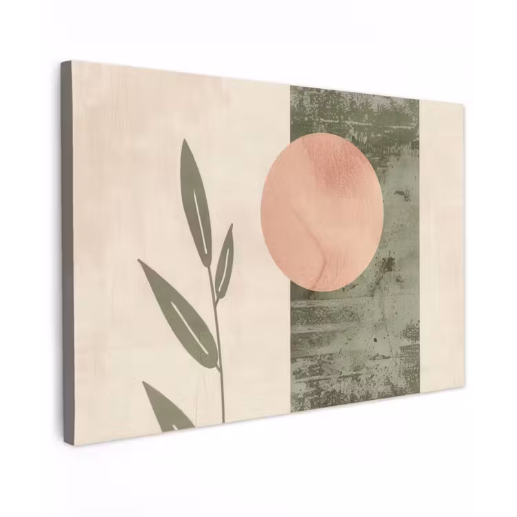 Canvas schilderij - Geometrisch - Roze - Groen - Natuur — 1
