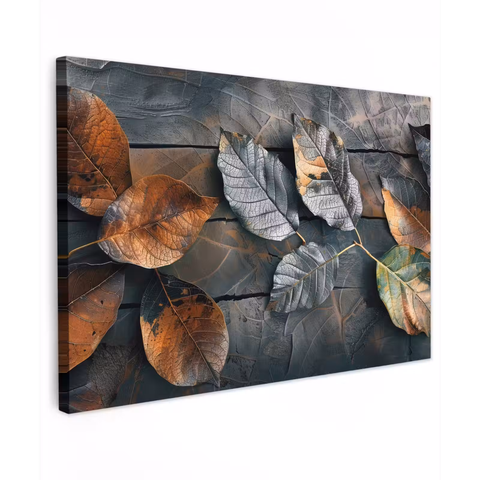 Canvas schilderij - Bladeren - Herfst - Grijs - Natuur — 1