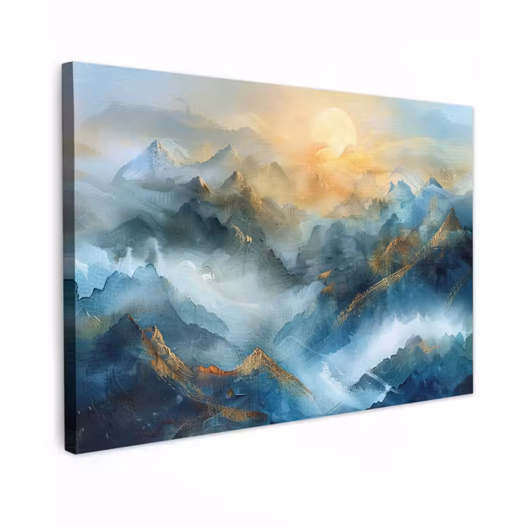 Canvas schilderij - Abstract - Landschap - Bergen - Blauw - Modern — 1