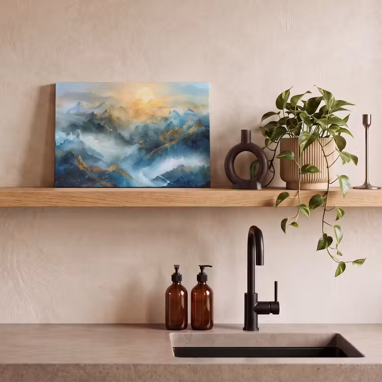Canvas schilderij - Abstract - Landschap - Bergen - Blauw - Modern — 4