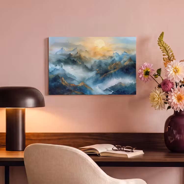 Canvas schilderij - Abstract - Landschap - Bergen - Blauw - Modern — 6