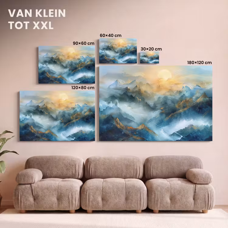 Canvas schilderij - Abstract - Landschap - Bergen - Blauw - Modern — 7