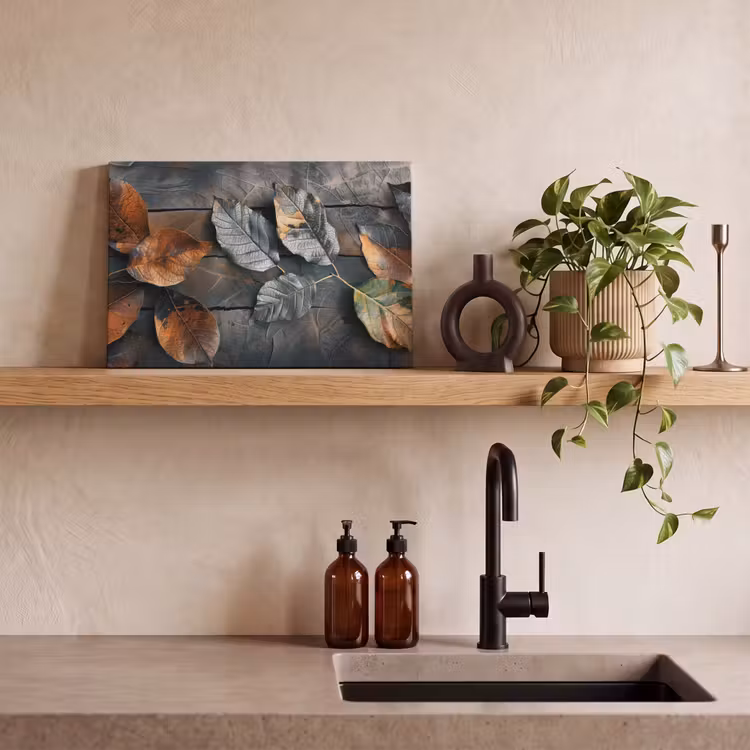 Canvas schilderij - Bladeren - Herfst - Grijs - Natuur — 4