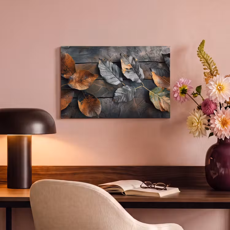 Canvas schilderij - Bladeren - Herfst - Grijs - Natuur — 6