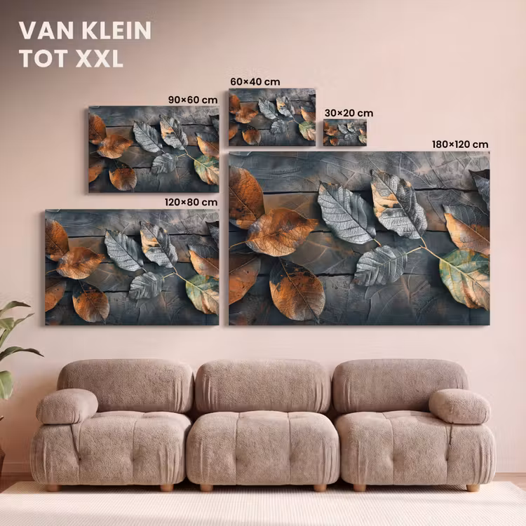 Canvas schilderij - Bladeren - Herfst - Grijs - Natuur — 7
