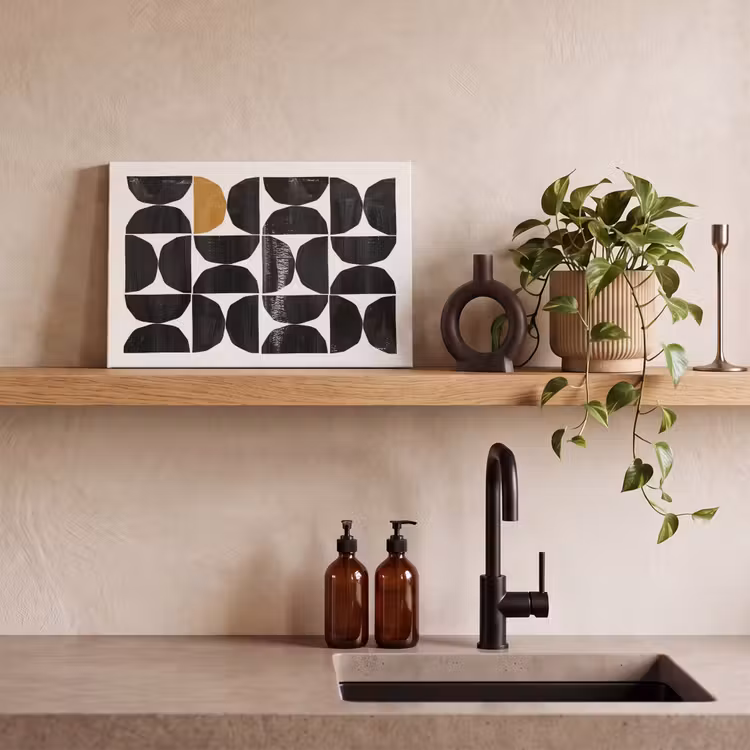 Canvas schilderij - Abstracte kunst - Zwart - Modern - Beige — 4