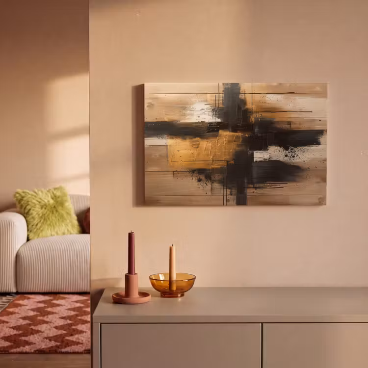 Canvas schilderij - Goud - Kunst - Modern - Zwart - Beige — 2