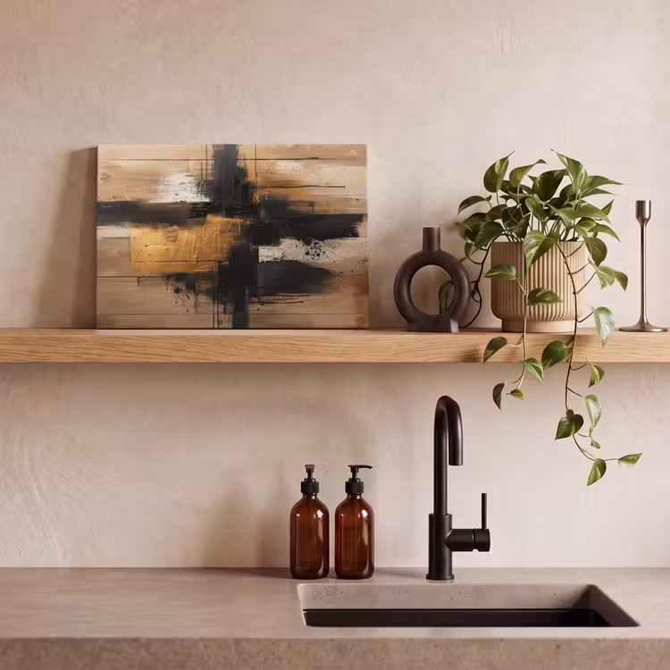 Canvas schilderij - Goud - Kunst - Modern - Zwart - Beige — 4