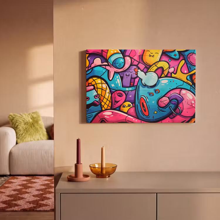 Canvas schilderij - Abstract - Neon - Design - Kleurrijk - Graffiti — 2