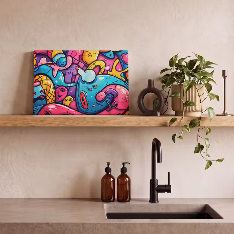 Canvas schilderij - Abstract - Neon - Design - Kleurrijk - Graffiti — 4