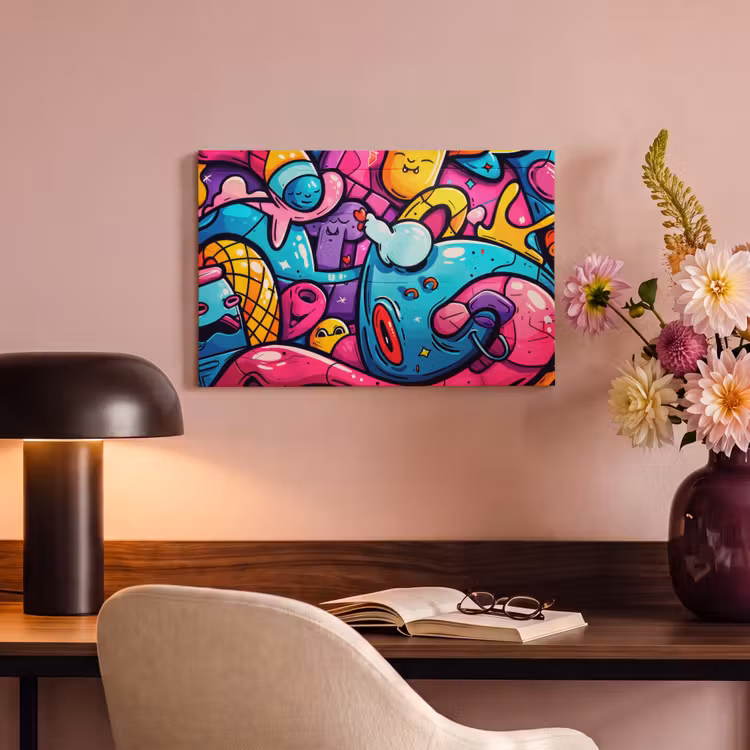 Canvas schilderij - Abstract - Neon - Design - Kleurrijk - Graffiti — 6