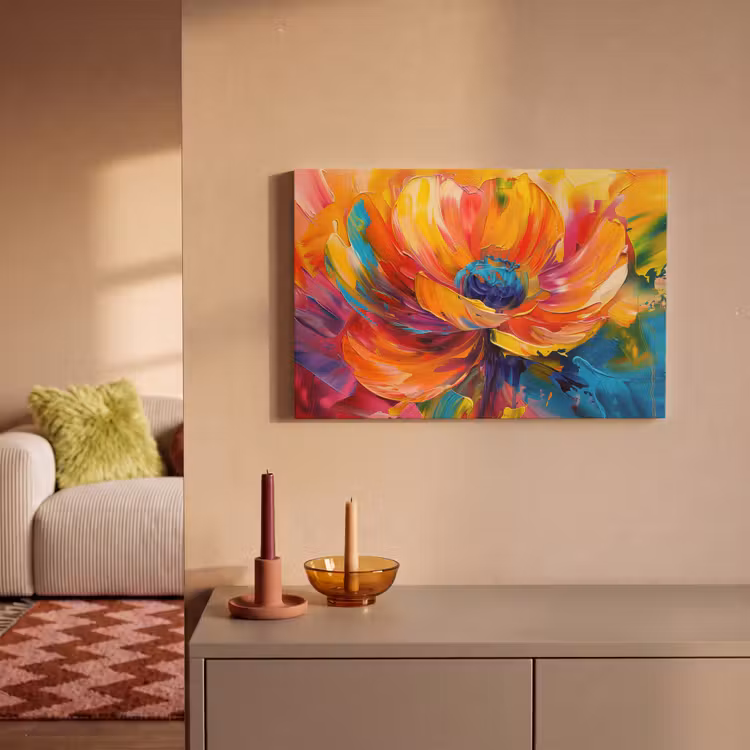 Canvas schilderij - Bloem - Verflook - Modern - Abstract - Kleuren — 2