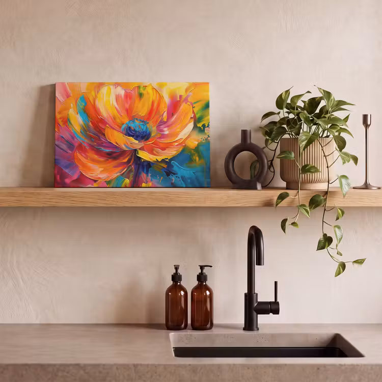 Canvas schilderij - Bloem - Verflook - Modern - Abstract - Kleuren — 4