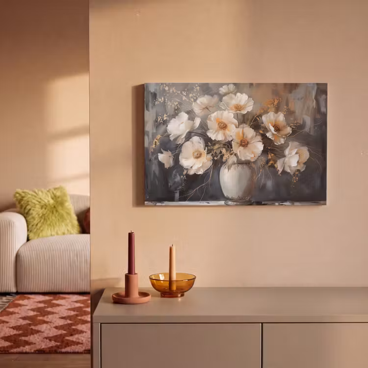 Canvas schilderij - Bloemen - Wit - Vaas - Modern — 2