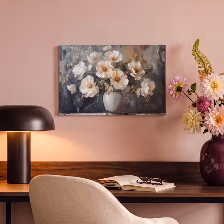 Canvas schilderij - Bloemen - Wit - Vaas - Modern — 6