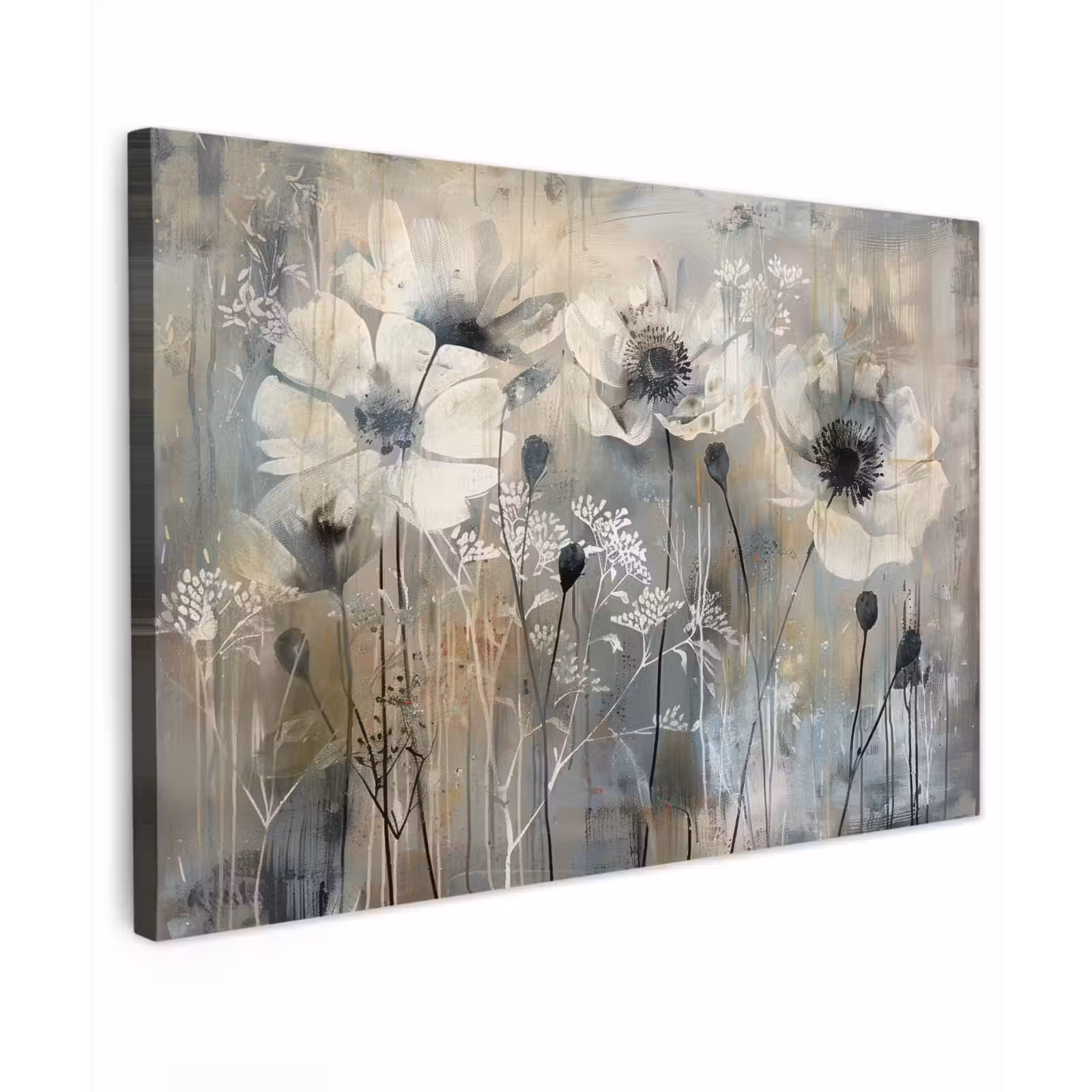 Canvas schilderij - Bloemen - Planten - Grijs - Abstract — 1