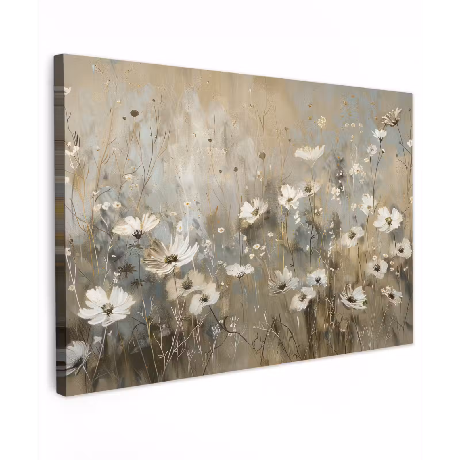 Canvas schilderij - Bloemen - Wit - Natuur - Grijs - Modern — 1
