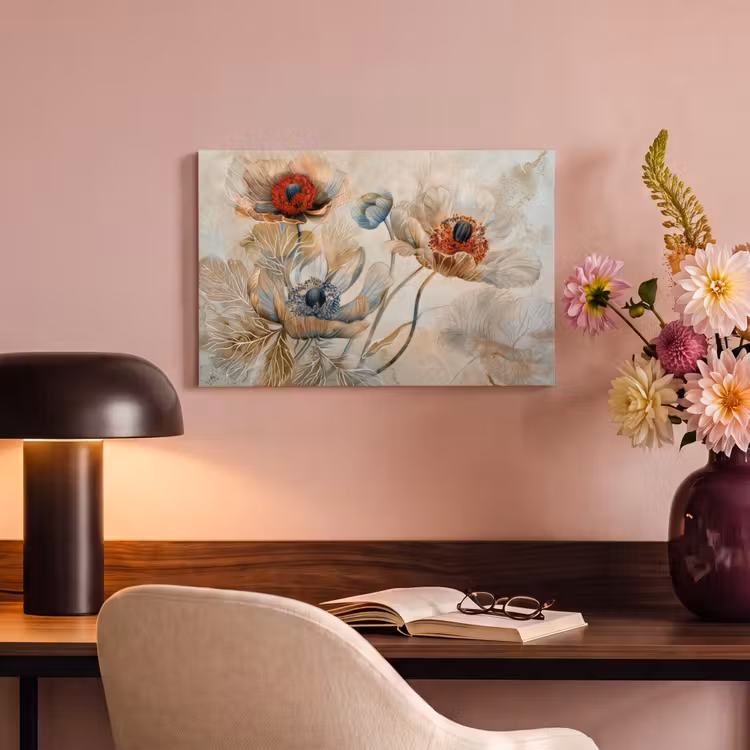 Canvas schilderij - Bloemen - Beige - Modern - Illustratie — 6
