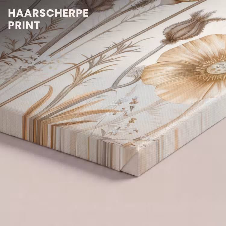 Canvas schilderij - Bloemen - Beige - Natuur - Illustratie — 5