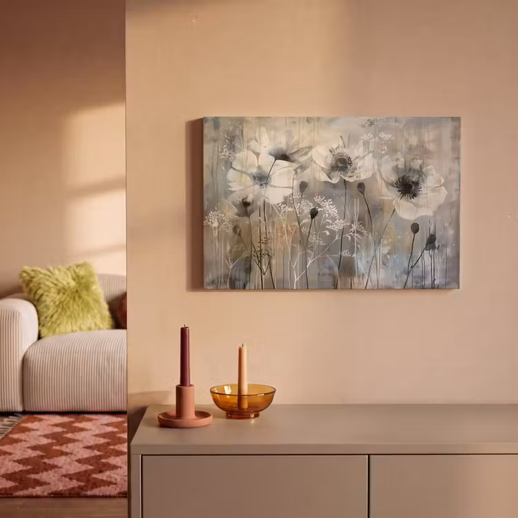 Canvas schilderij - Bloemen - Planten - Grijs - Abstract — 2