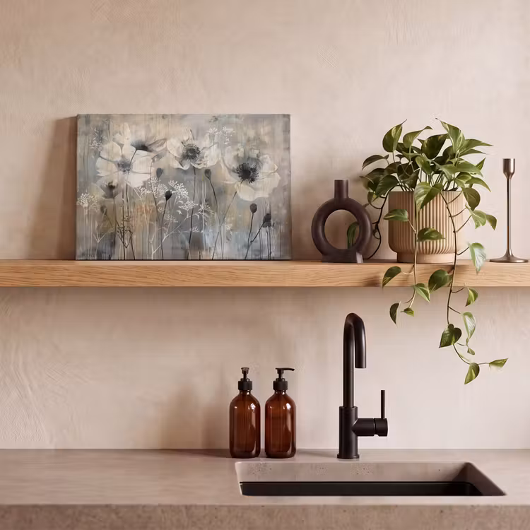 Canvas schilderij - Bloemen - Planten - Grijs - Abstract — 4