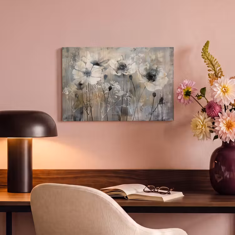 Canvas schilderij - Bloemen - Planten - Grijs - Abstract — 6