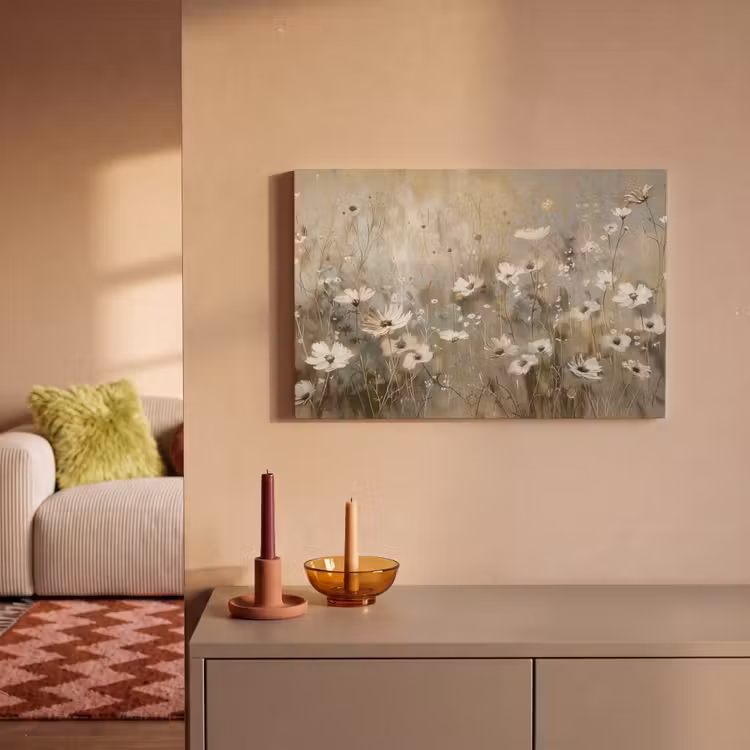 Canvas schilderij - Bloemen - Wit - Natuur - Grijs - Modern — 2
