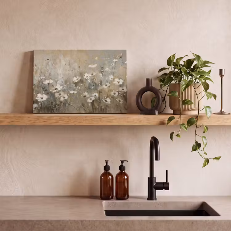 Canvas schilderij - Bloemen - Wit - Natuur - Grijs - Modern — 4