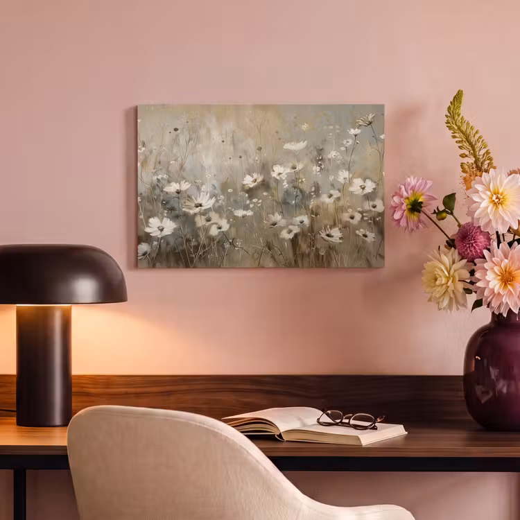 Canvas schilderij - Bloemen - Wit - Natuur - Grijs - Modern — 6