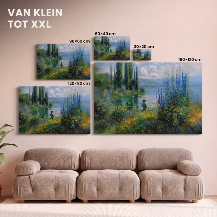 Canvas schilderij - Bloemen - Meer - Bergen - Groen — 8