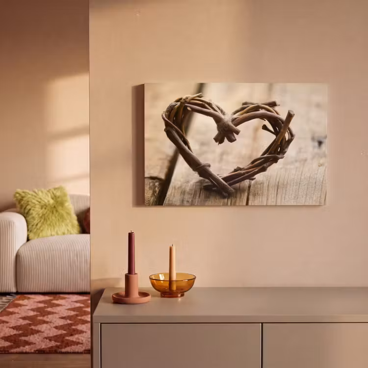 Canvas schilderij - Hart - Hout - Natuur - Takken - Bruin — 2