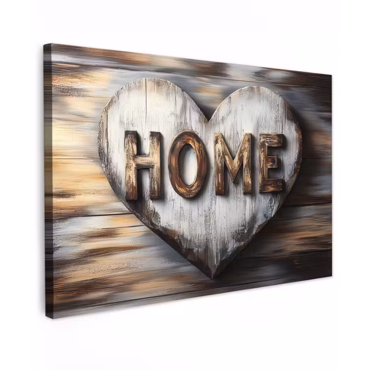 Canvas schilderij - Home - Hart - Houtlook - Liefde — 1