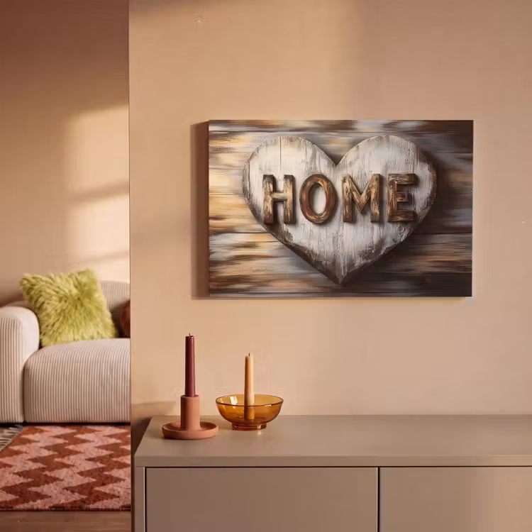 Canvas schilderij - Home - Hart - Houtlook - Liefde — 2
