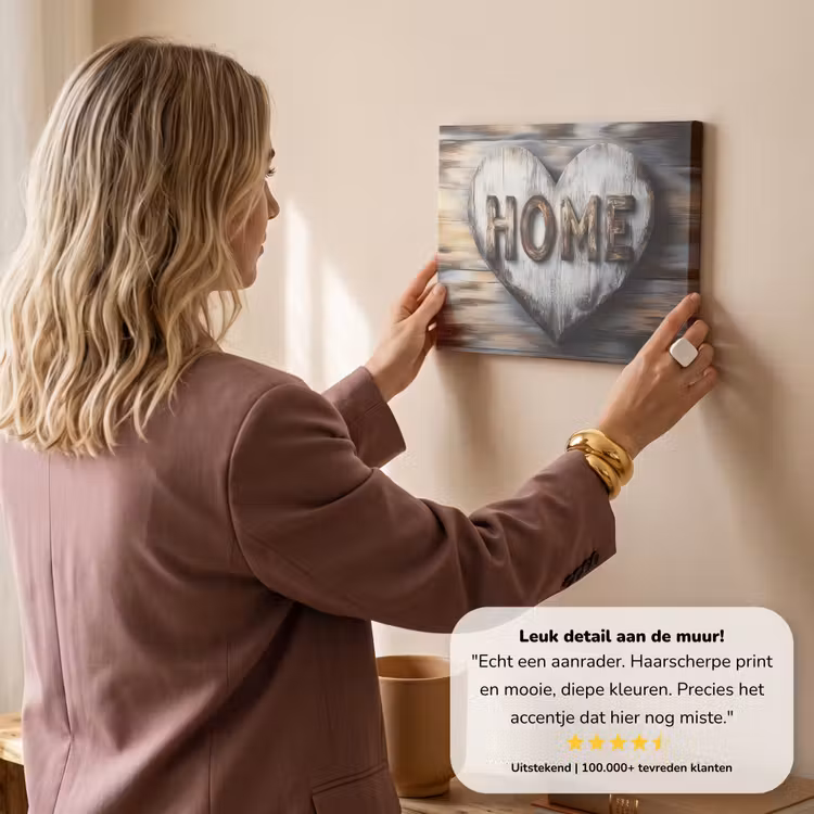 Canvas schilderij - Home - Hart - Houtlook - Liefde — 3