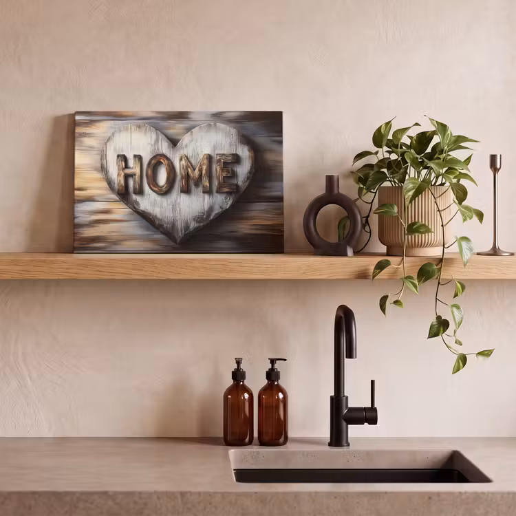 Canvas schilderij - Home - Hart - Houtlook - Liefde — 4