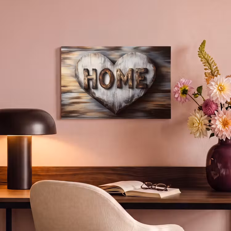 Canvas schilderij - Home - Hart - Houtlook - Liefde — 6