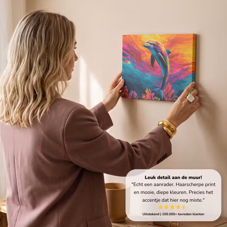 Canvas schilderij - Dolfijn - Kleurrijk - Oceaan - Koraal — 3