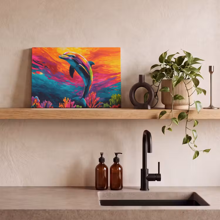Canvas schilderij - Dolfijn - Kleurrijk - Oceaan - Koraal — 4
