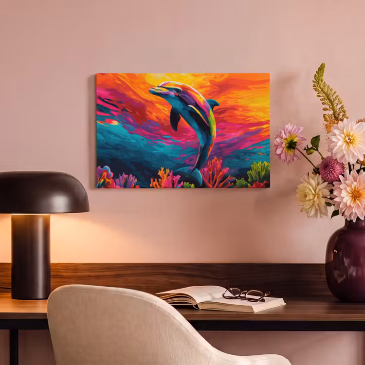 Canvas schilderij - Dolfijn - Kleurrijk - Oceaan - Koraal — 6