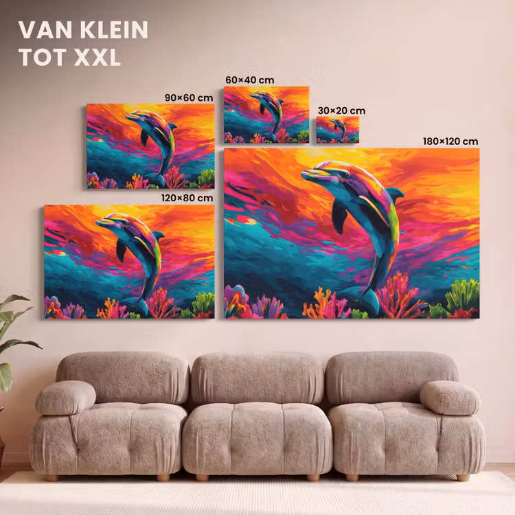 Canvas schilderij - Dolfijn - Kleurrijk - Oceaan - Koraal — 8