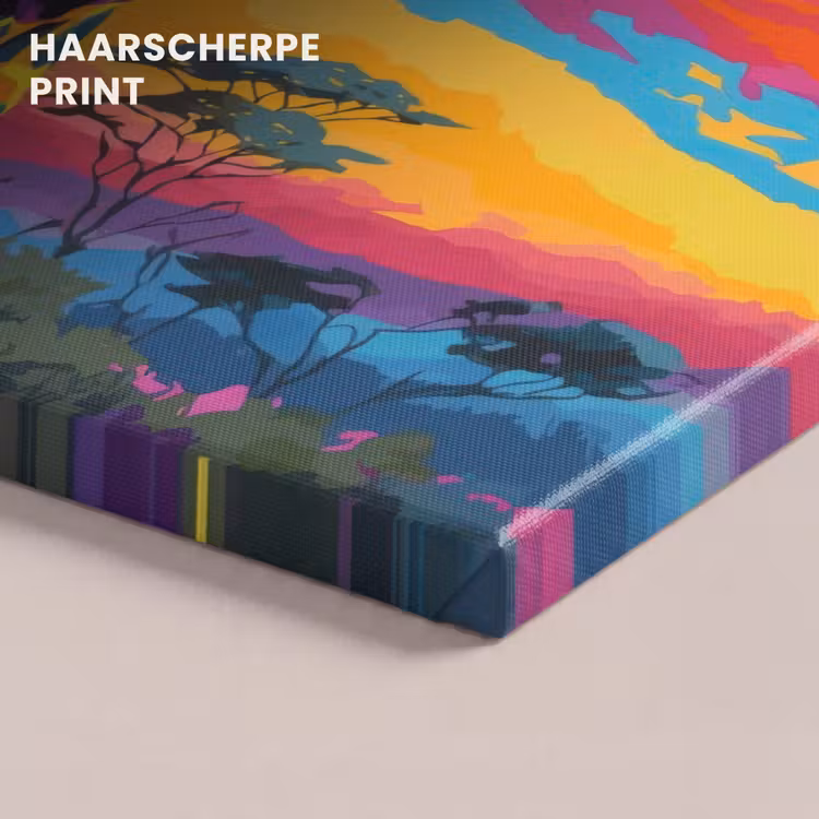 Canvas schilderij - Giraffe - Savanna - Lucht - Gekleurd — 5