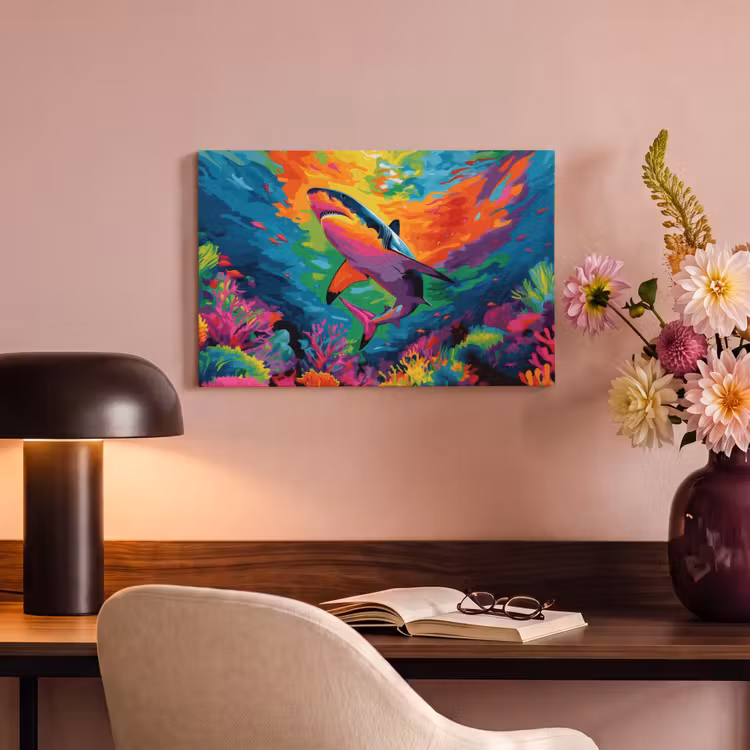 Canvas schilderij - Haai - Koraalrif - Abstract - Kleurrijk — 6